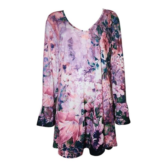 Azalea by Firmiana Top Womens Plus Size 3XL Pink Floral Forest Feminine Pretty - Picture 1 of 7